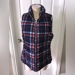 Tommy Hilfiger Plaid Puffer Vest - Navy and Red